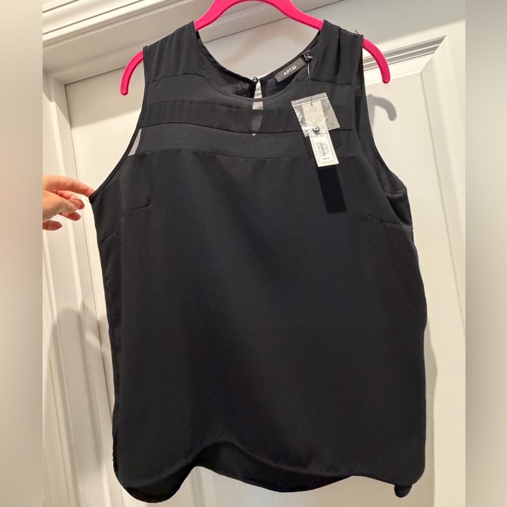NWT Black Apt 9 Sleeveless Blouse, Size Large